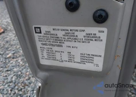 2005 GMC Yukon из США, поврежденный, VIN 1GKEC13T55J150555